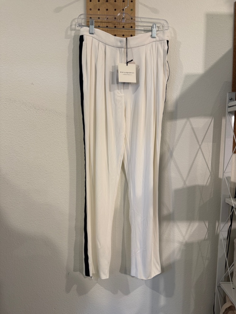 Philosophy Cream Trousers with Black Side Stripe
